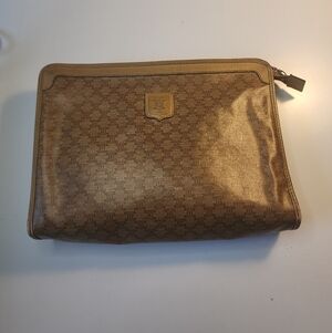 Celine Monogram Cluch Pvc Leather Trim Authentic Classic